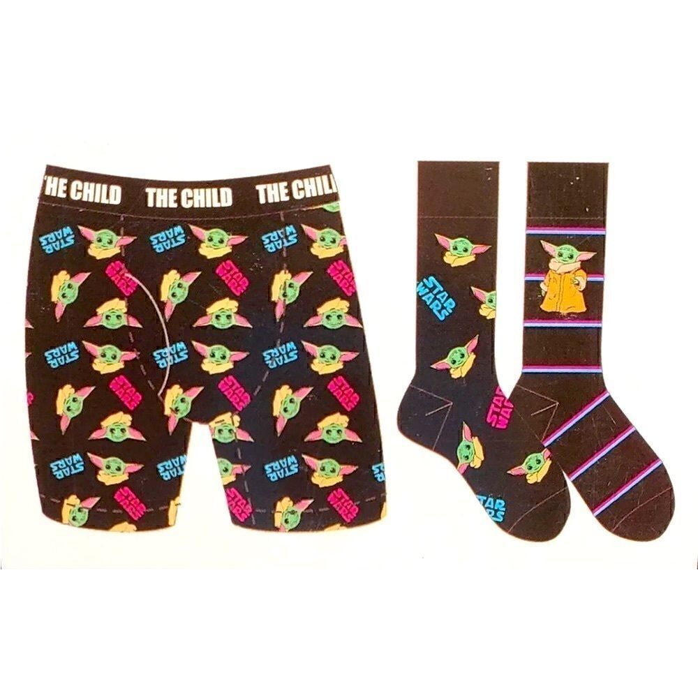 Star Wars The Child Boxer Brief Mens Size M(31-34) And 2 Pair Crew Sock Gift Set - Picture 11 of 12